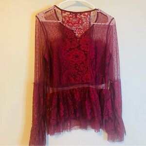 Romeo & Juliet Couture Burgundy Lace Blouse